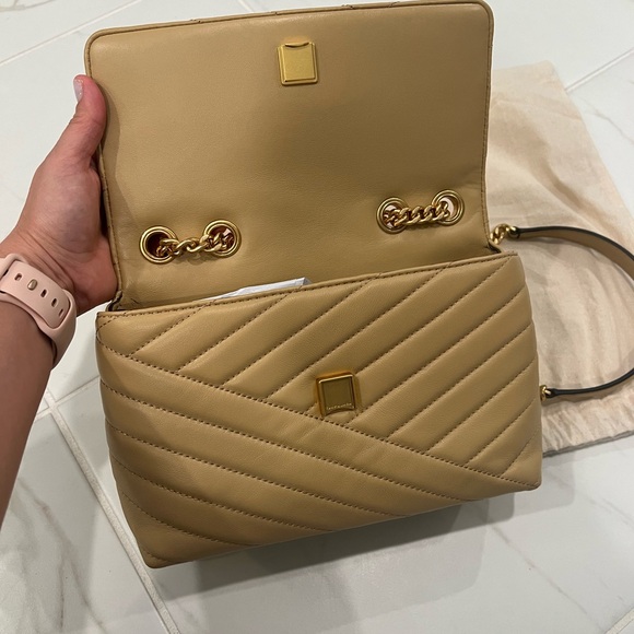 Tory Burch Small Kira Sand Beige Chevron Shoulder Bag, Great Used Condition - Picture 7 of 16